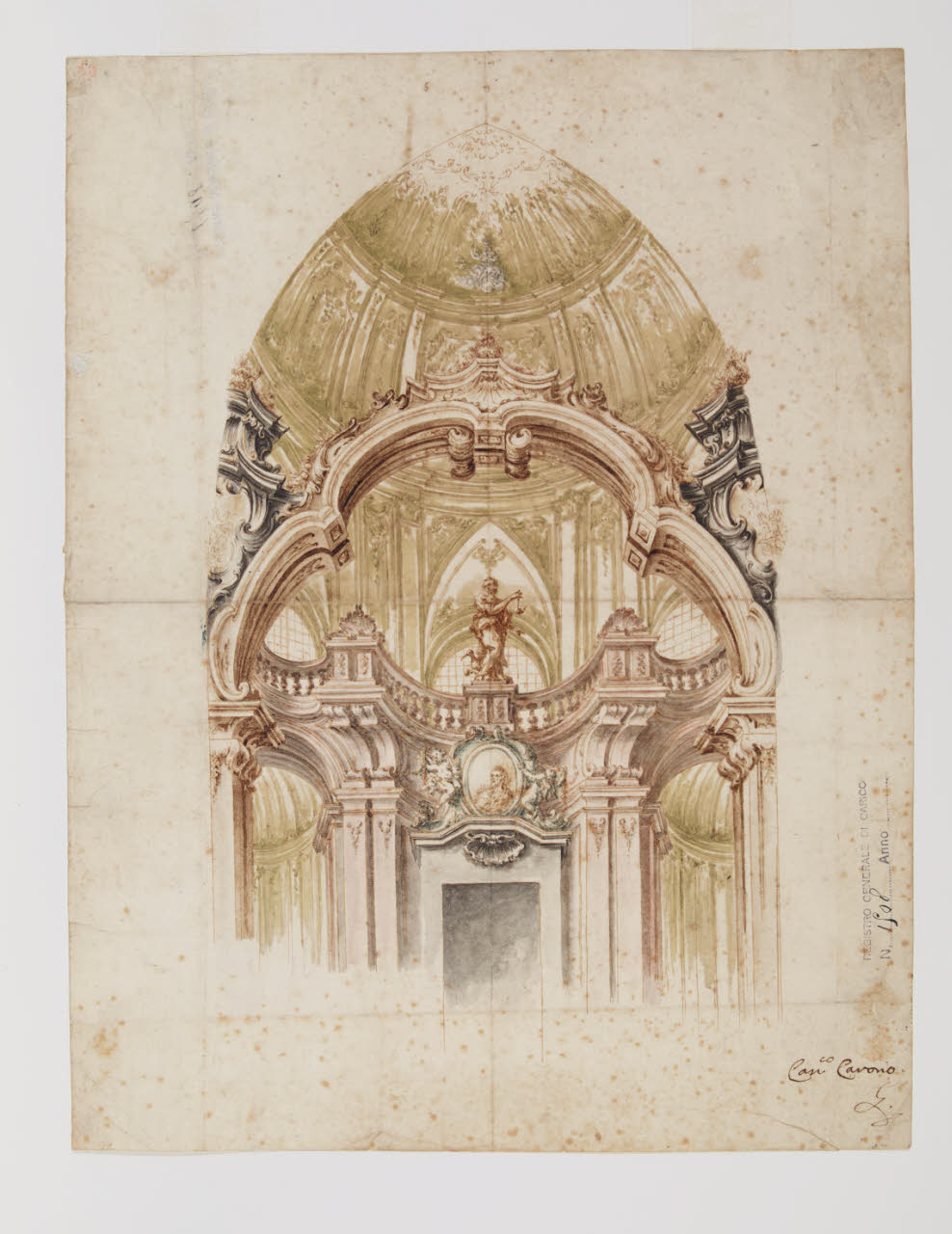 Studio di decorazione di chiesa (disegno) di Lecchi, Giacomo (prima metà sec. XVIII)