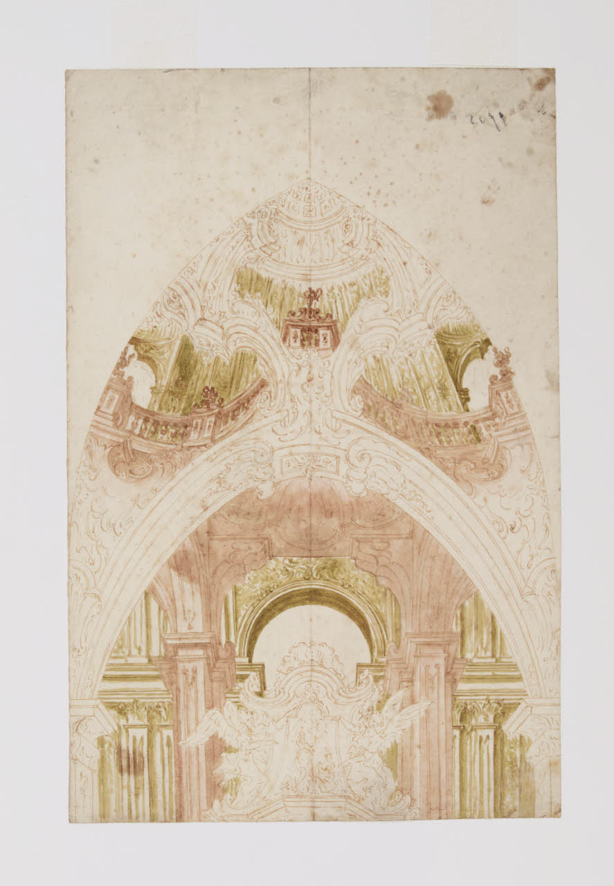 Studio di decorazione di chiesa (disegno) di Lecchi, Giacomo (prima metà sec. XVIII)