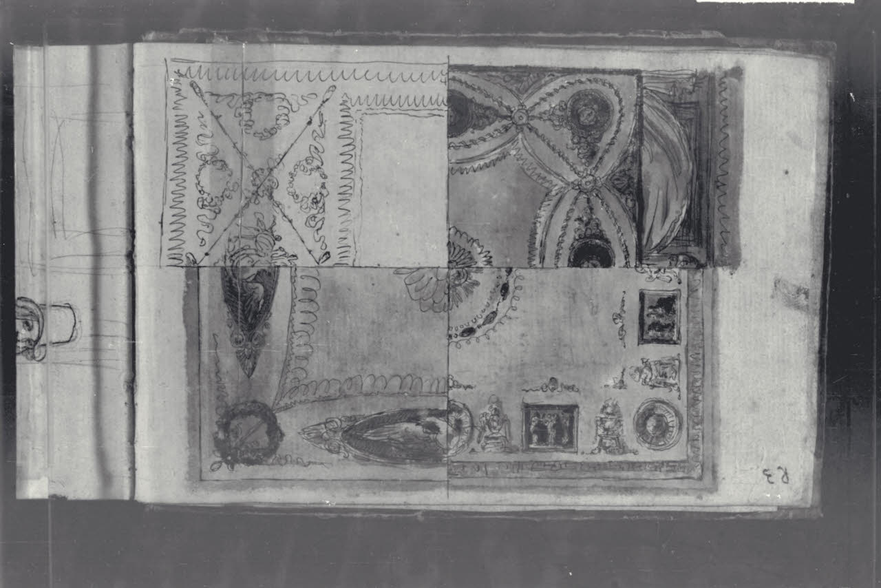 Progetto per la decorazione di un soffitto (disegno) di Macinata, Giuseppe; Macinata, Giuseppe (secondo quarto sec. XIX)