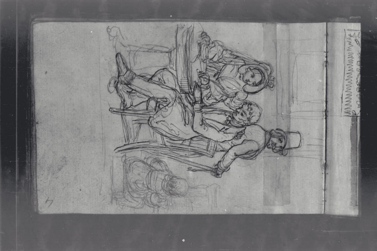 Gruppo di figure in un interno (disegno) di Macinata, Giuseppe; Macinata, Giuseppe (secondo quarto sec. XIX)