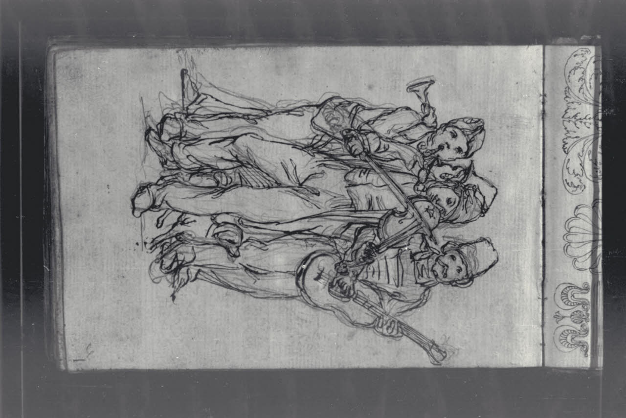 Gruppo di suonatori (disegno) di Macinata, Giuseppe; Macinata, Giuseppe (secondo quarto sec. XIX)