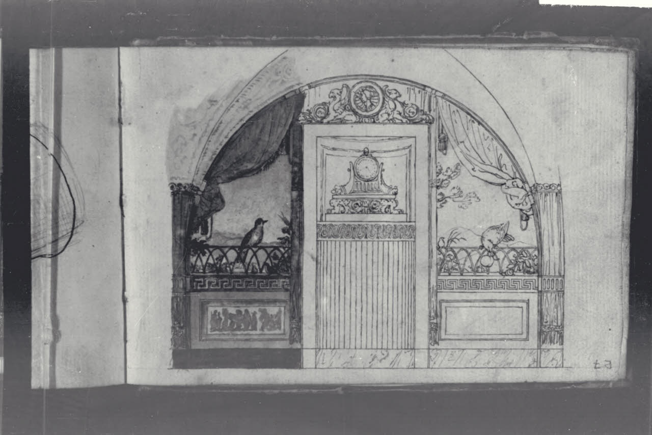 Progetto per la decorazione della parete di una sala (disegno) di Macinata, Giuseppe; Macinata, Giuseppe (secondo quarto sec. XIX)