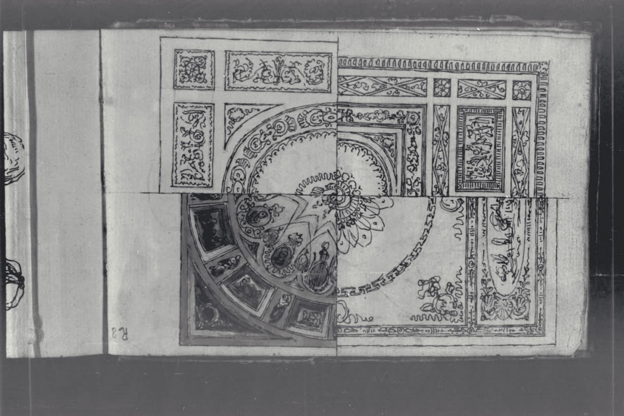 Quattro progetti per la decorazione del soffitto di una sala (disegno) di Macinata, Giuseppe; Macinata, Giuseppe (secondo quarto sec. XIX)