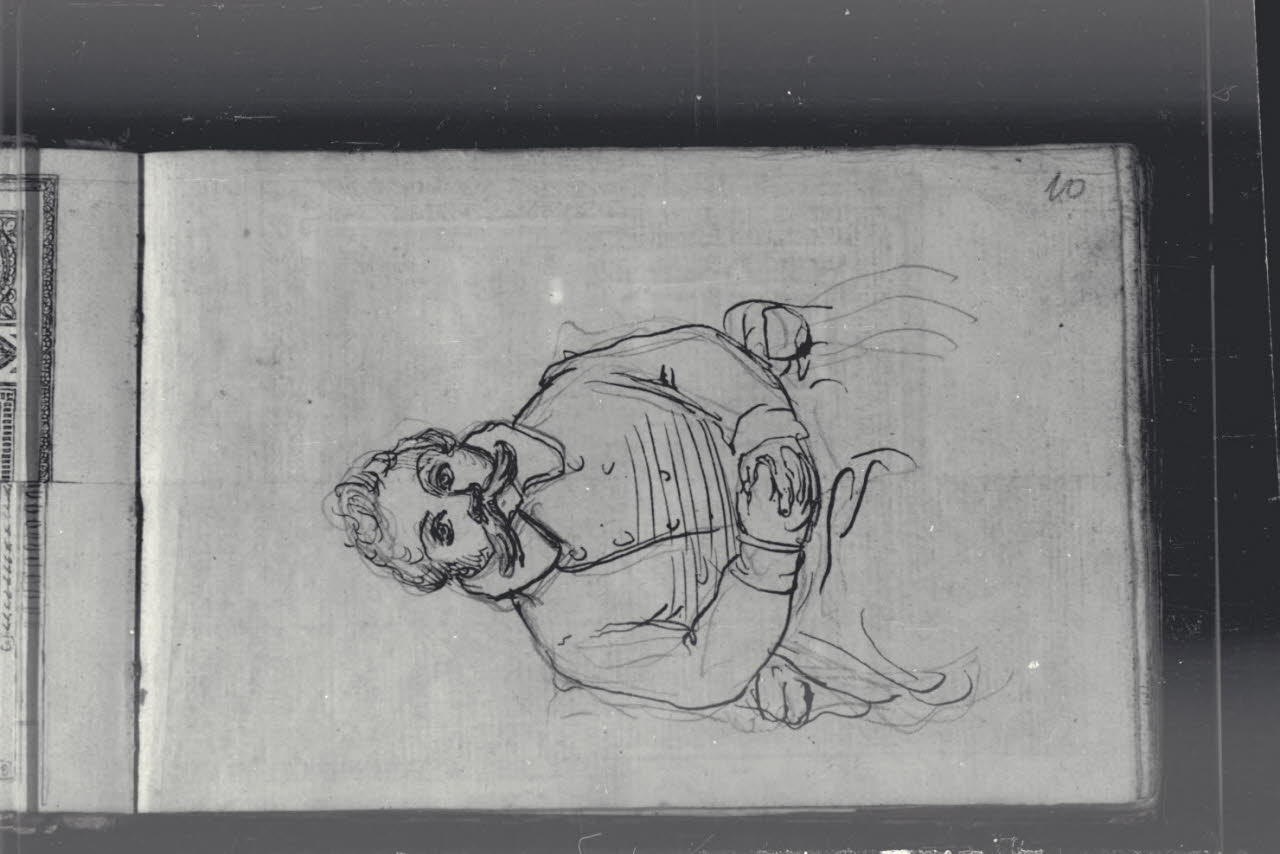 Studio a mezza figura di uomo seduto (disegno) di Macinata, Giuseppe; Macinata, Giuseppe (secondo quarto sec. XIX)