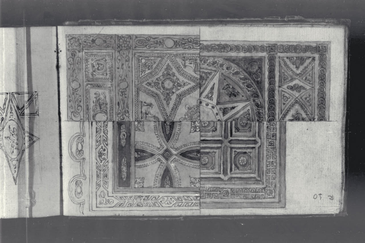 Quattro progetti per la decorazione del soffitto di una sala (disegno) di Macinata, Giuseppe; Macinata, Giuseppe (secondo quarto sec. XIX)