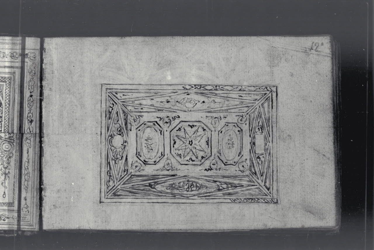 Schizzo di un progetto per la decorazione del soffitto di una sala (disegno) di Macinata, Giuseppe; Macinata, Giuseppe (secondo quarto sec. XIX)