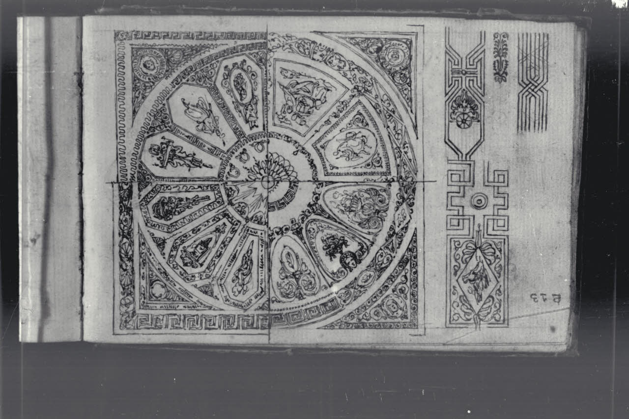 Progetti decorativi per il soffitto di una sala (disegno) di Macinata, Giuseppe; Macinata, Giuseppe (secondo quarto sec. XIX)