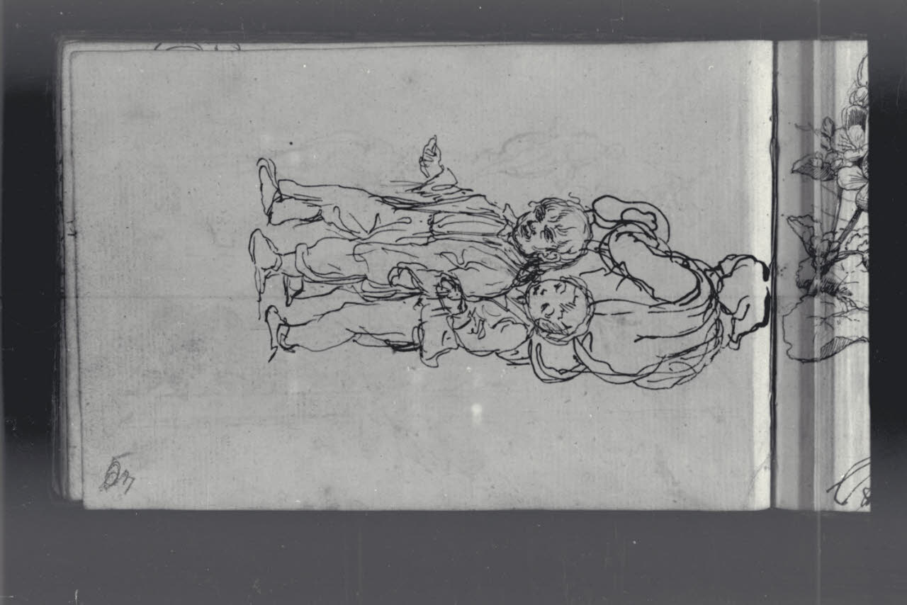 Uomo con due bambini (disegno) di Macinata, Giuseppe; Macinata, Giuseppe (secondo quarto sec. XIX)