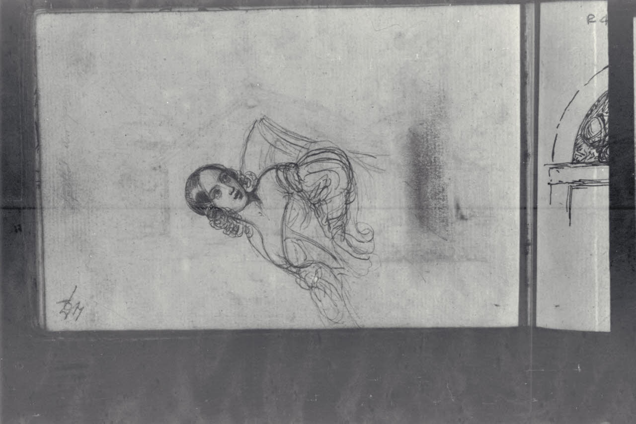 Figura femminile seduta a mezzo busto (disegno) di Macinata, Giuseppe; Macinata, Giuseppe (secondo quarto sec. XIX)