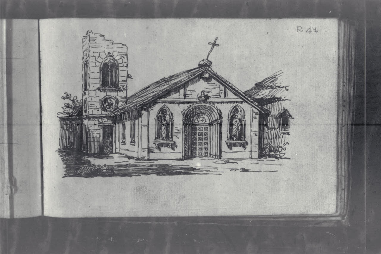 Facciata di una chiesa (disegno) di Macinata, Giuseppe; Macinata, Giuseppe (secondo quarto sec. XIX)