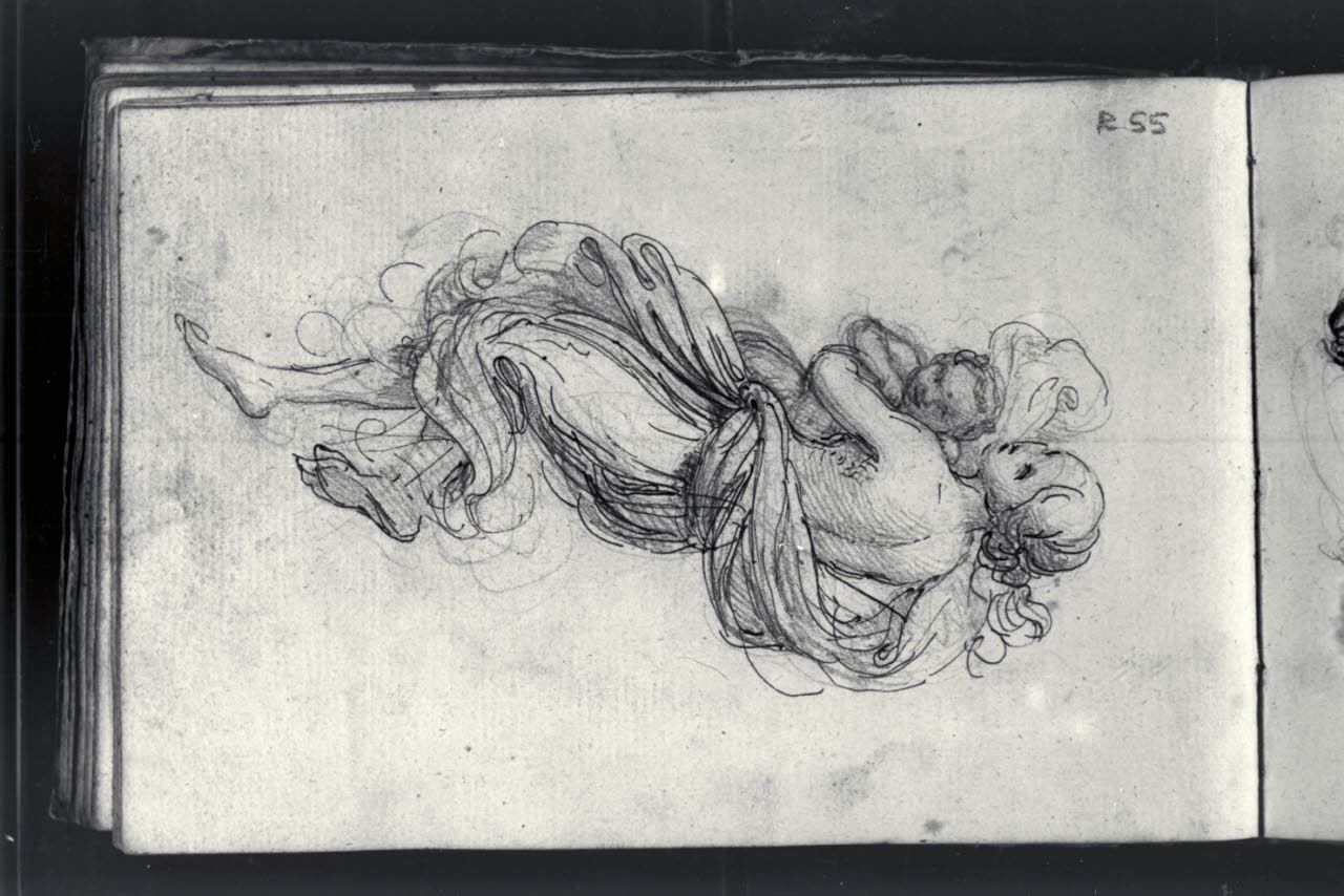 Figura femminile con un bimbo in braccio (disegno) di Macinata, Giuseppe; Macinata, Giuseppe (secondo quarto sec. XIX)