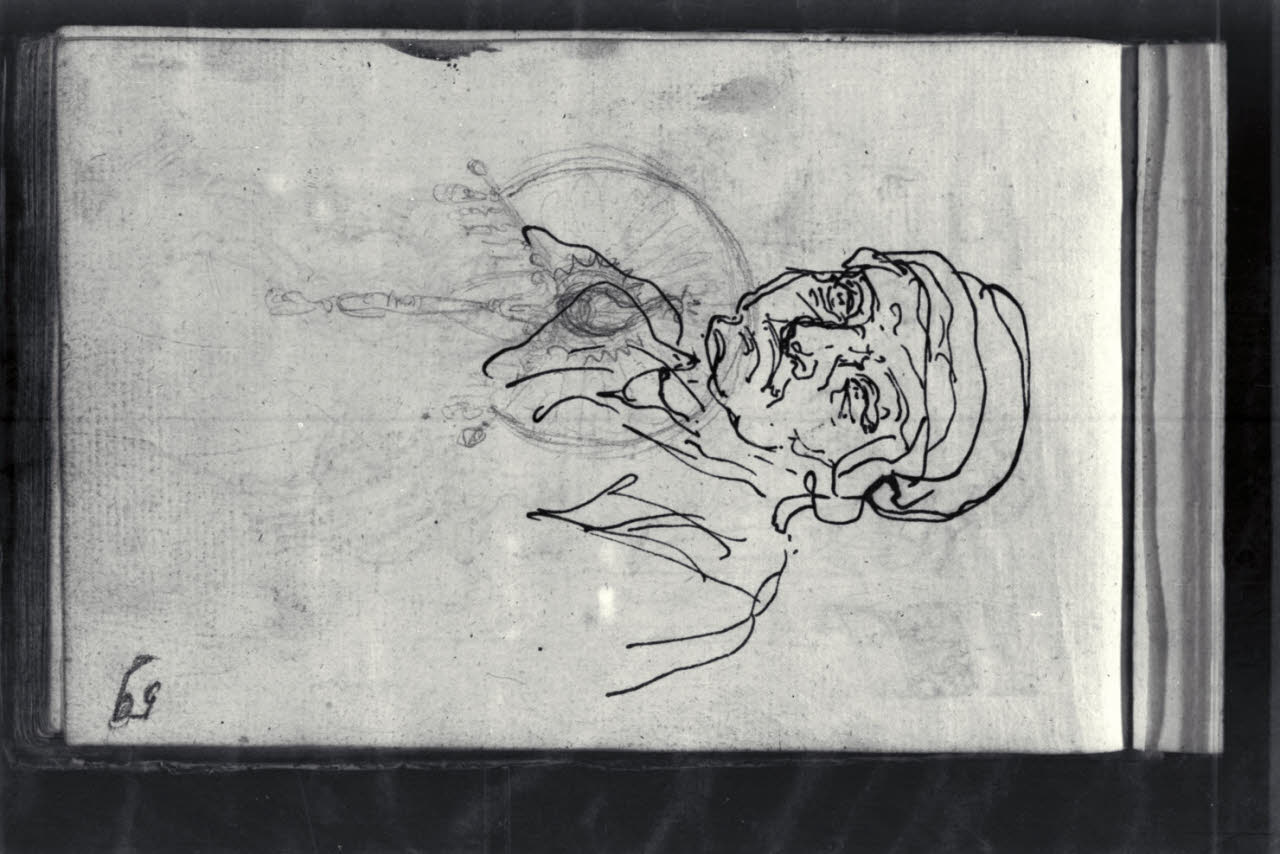 Schizzo di una testa maschile (disegno) di Macinata, Giuseppe; Macinata, Giuseppe (secondo quarto sec. XIX)