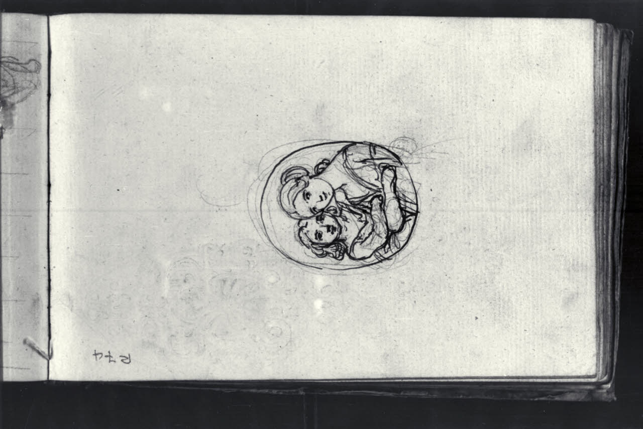 Giovane donna con bambina in braccio in un ovale (disegno) di Macinata, Giuseppe; Macinata, Giuseppe (secondo quarto sec. XIX)