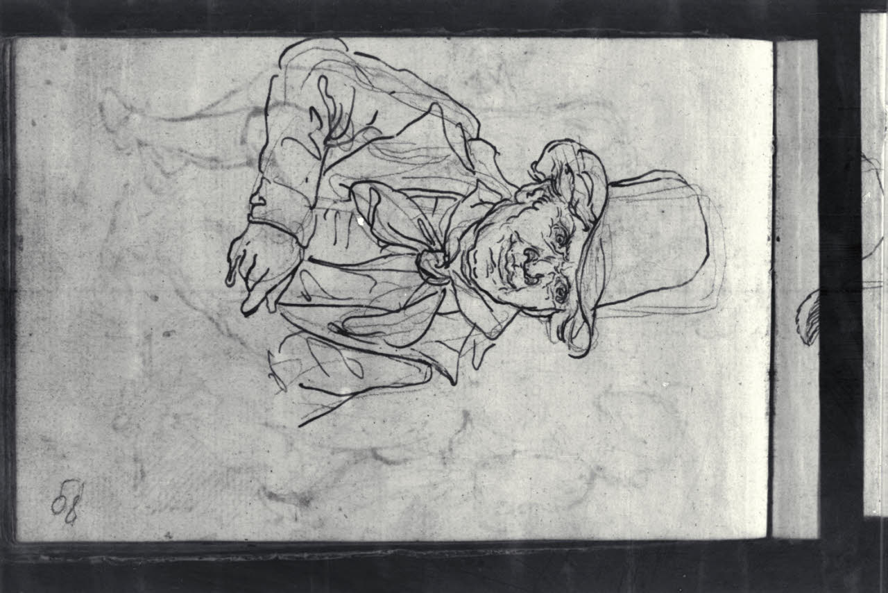 Figura maschile con cilindro a mezzo busto (disegno) di Macinata, Giuseppe; Macinata, Giuseppe (secondo quarto sec. XIX)