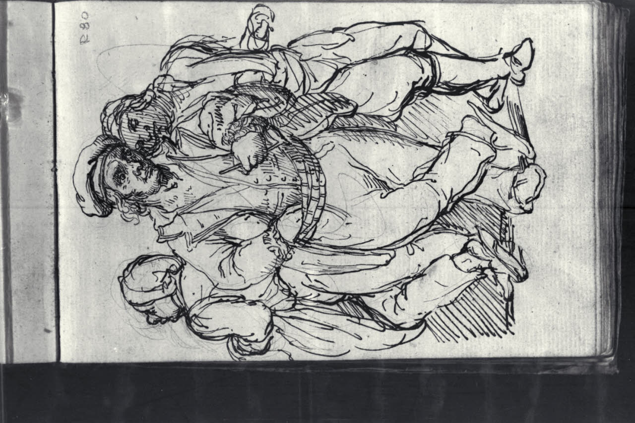 Gruppo di tre figure maschili (disegno) di Macinata, Giuseppe; Macinata, Giuseppe (secondo quarto sec. XIX)