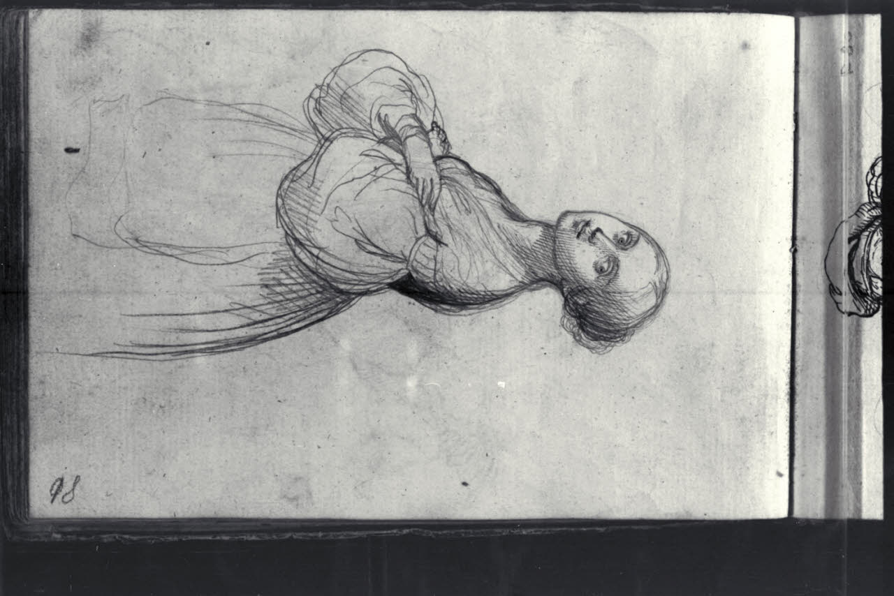 Giovane donna vista di tre quarti (disegno) di Macinata, Giuseppe; Macinata, Giuseppe (secondo quarto sec. XIX)