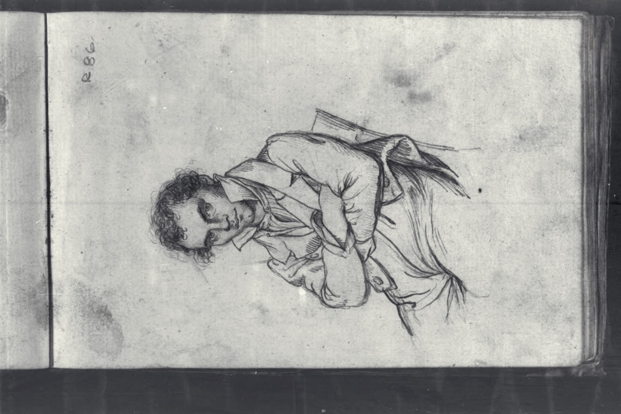 Ritratto di giovane uomo seduto (disegno) di Macinata, Giuseppe; Macinata, Giuseppe (secondo quarto sec. XIX)