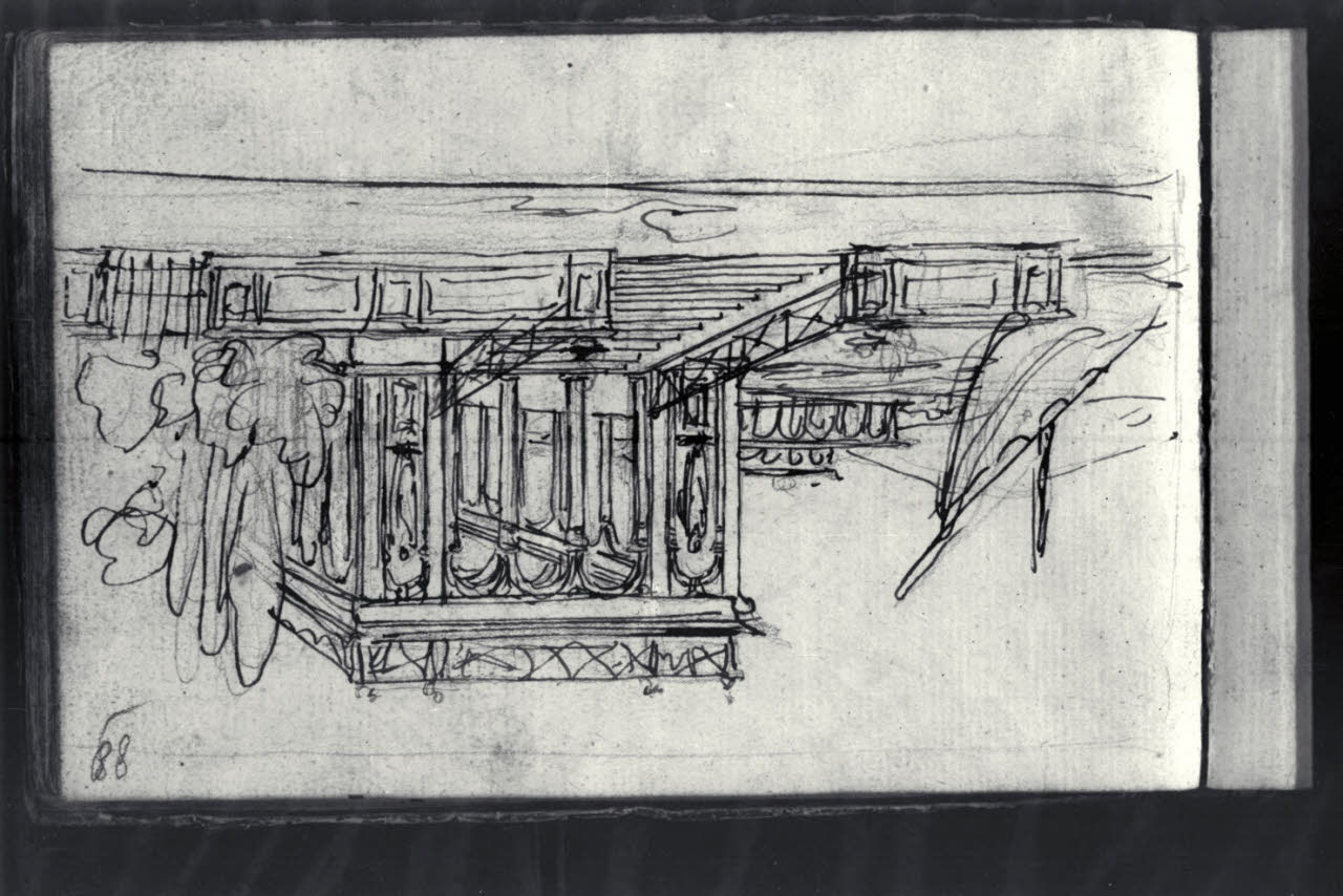 Studio di una loggia sul lago (disegno) di Macinata, Giuseppe; Macinata, Giuseppe (secondo quarto sec. XIX)