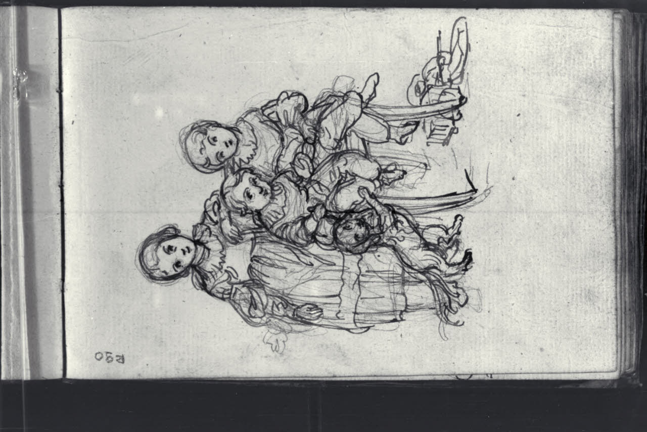 Gruppo di fanciulli con un cane (disegno) di Macinata, Giuseppe; Macinata, Giuseppe (secondo quarto sec. XIX)