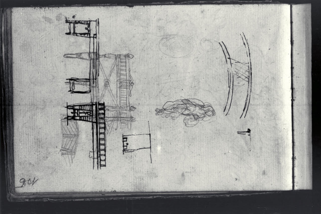Schizzi di particolari di decorazioni e di mobili (disegno) di Macinata, Giuseppe; Macinata, Giuseppe (secondo quarto sec. XIX)
