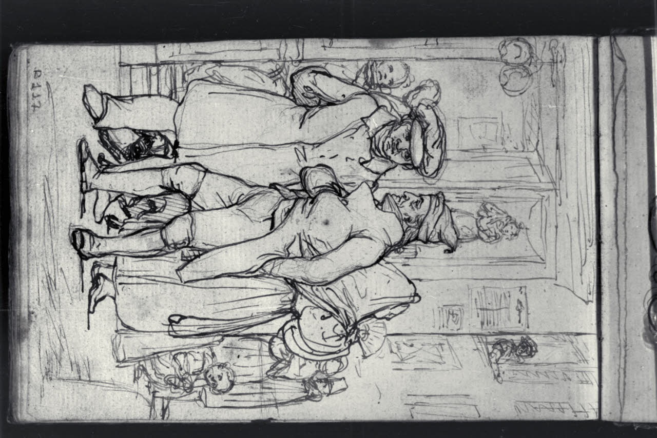 Figure maschili e femminili per strada (disegno) di Macinata, Giuseppe; Macinata, Giuseppe (secondo quarto sec. XIX)