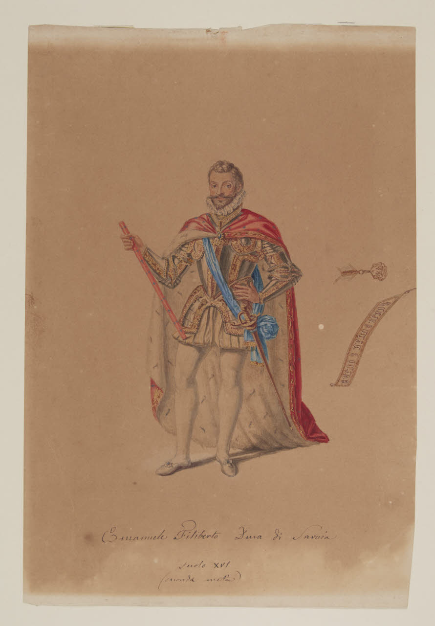 Ritratto di Emanuele Filiberto duca di Savoia, Ritratto di Emanuele Filiberto duca di Savoia (disegno) di Marchesi, Pompeo (bottega) (sec. XIX)