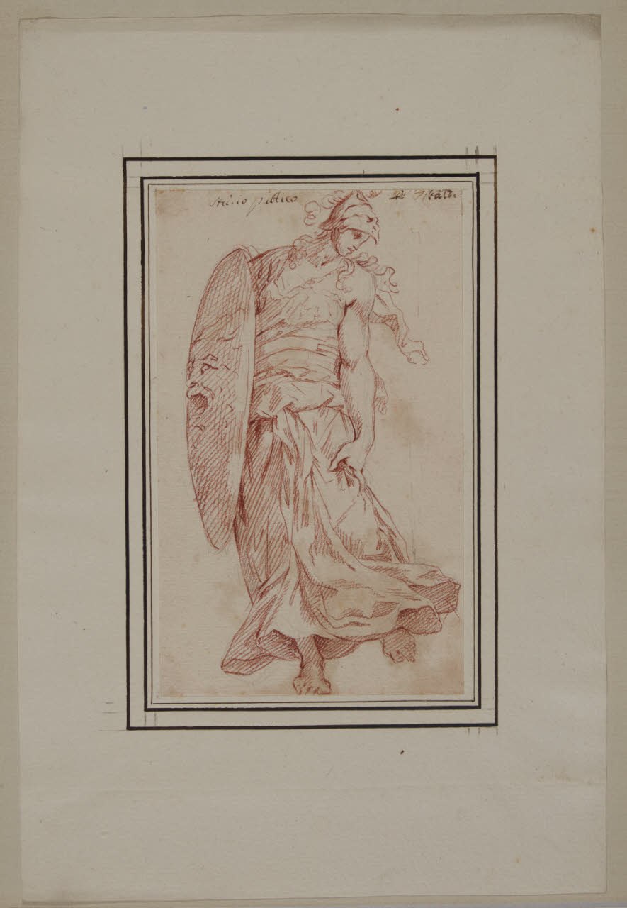 Minerva (dalla Sala di Ulisse in Palazzo Poggi a Bologna) (disegno) di Tibaldi, Pellegrino; Tibaldi, Pellegrino (; copia da) (sec. XVIII||sec. XVI)