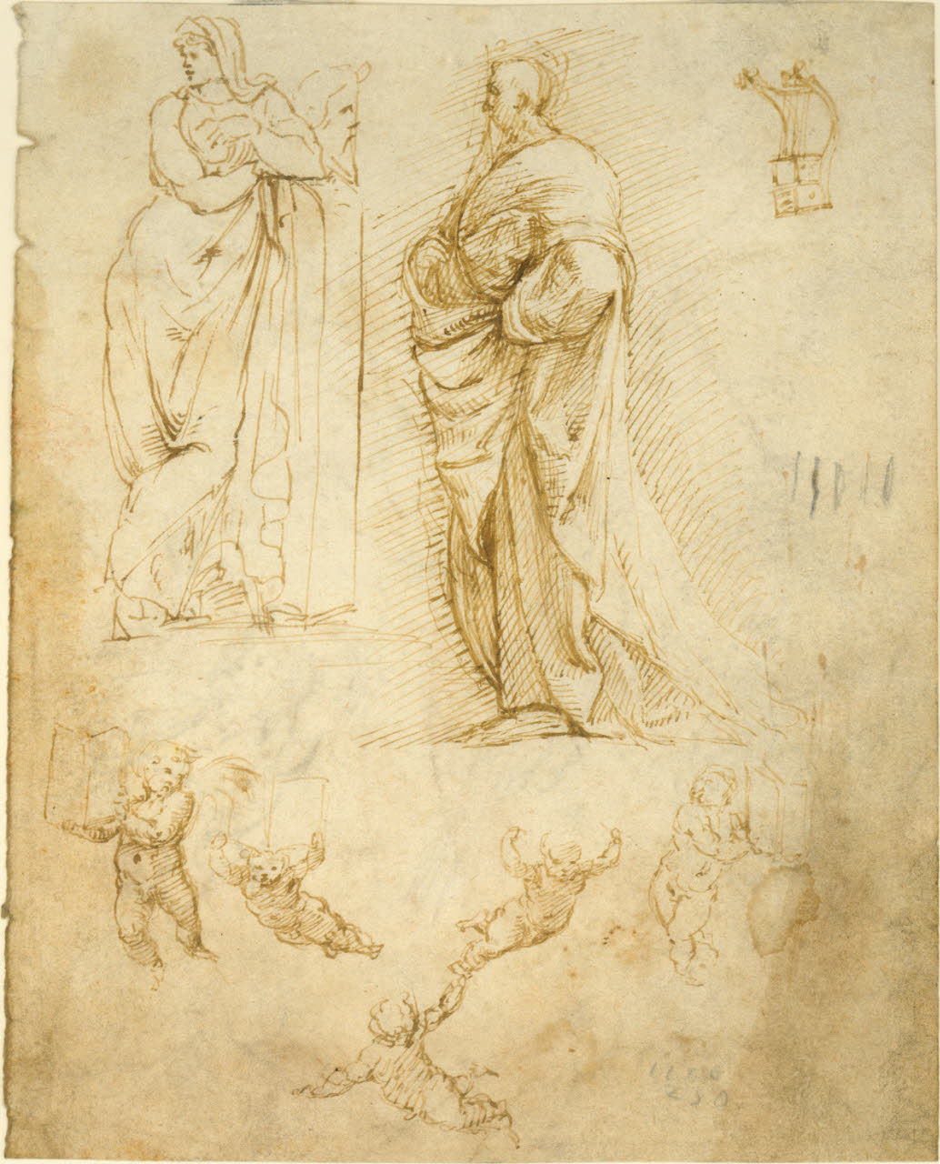 Schizzi di figure (disegno) di Sanzio, Raffaello (copia da) (prima metà sec. XVI)