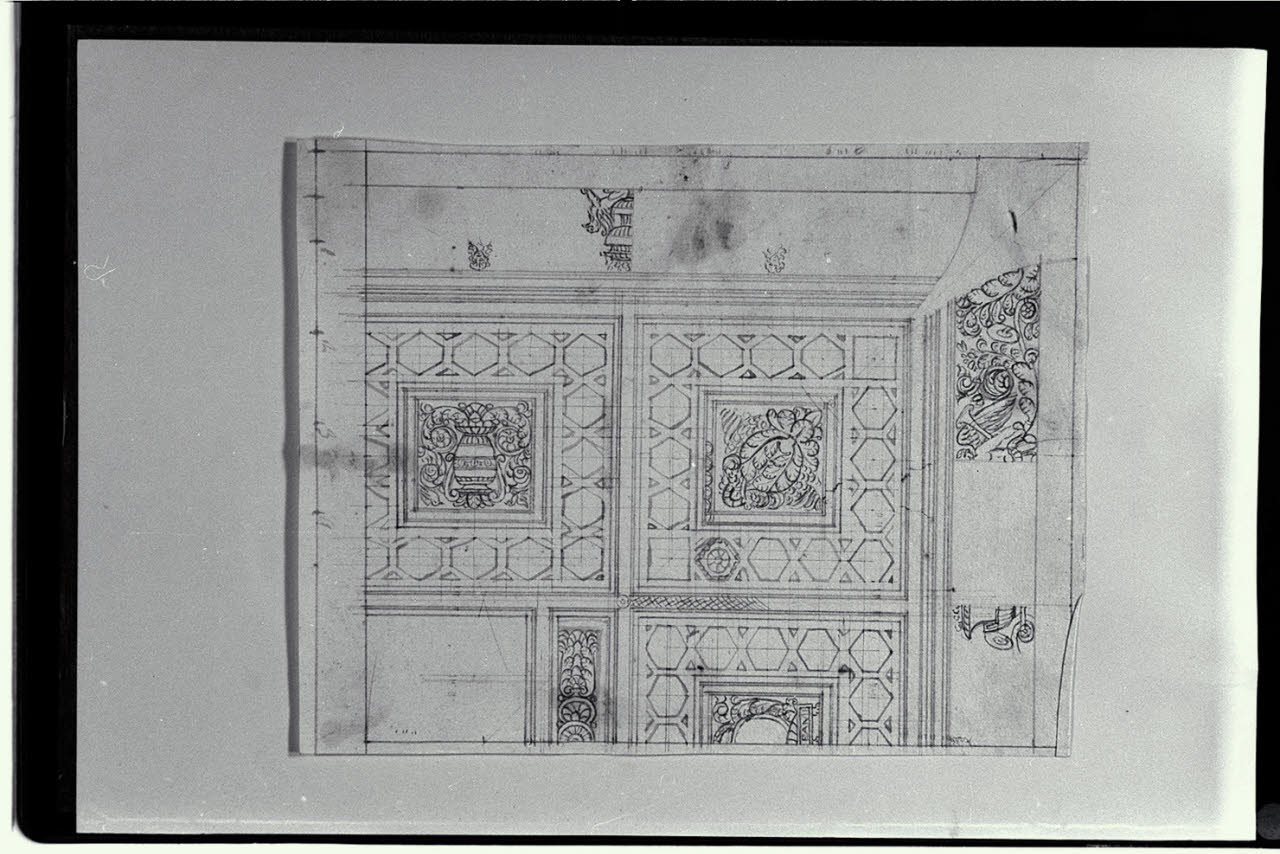 Particolare della decorazione di un soffitto (disegno) di Pollack, Leopoldo (fine sec. XVIII)