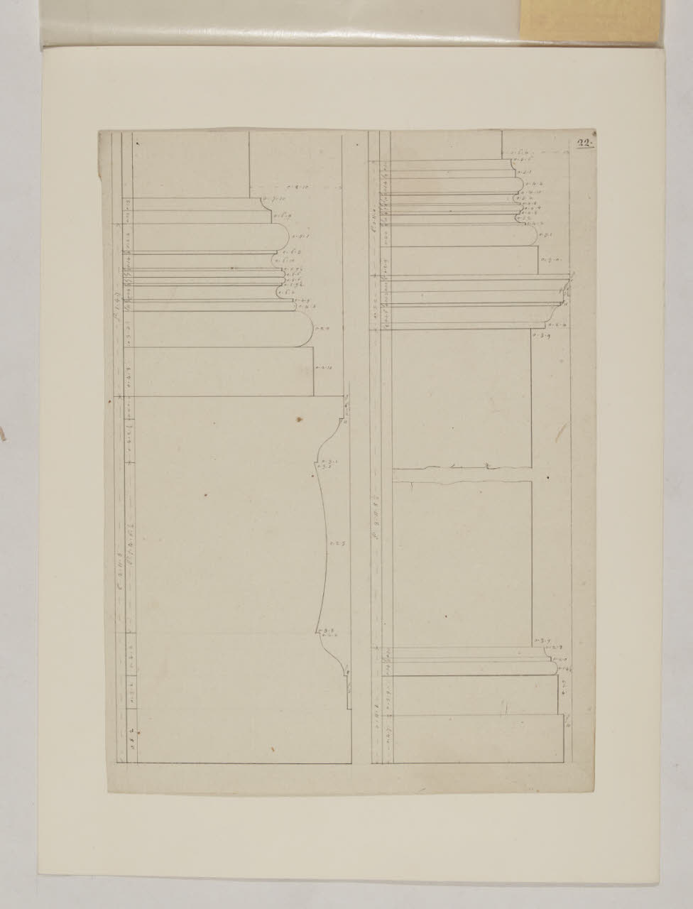 Rilievi di dettagli architettonici (disegno) di Pollack, Leopoldo (fine sec. XVIII)