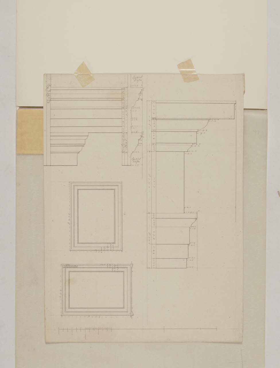 Profilo di cornici archittettoniche (disegno) di Pollack, Leopoldo (fine sec. XVIII)