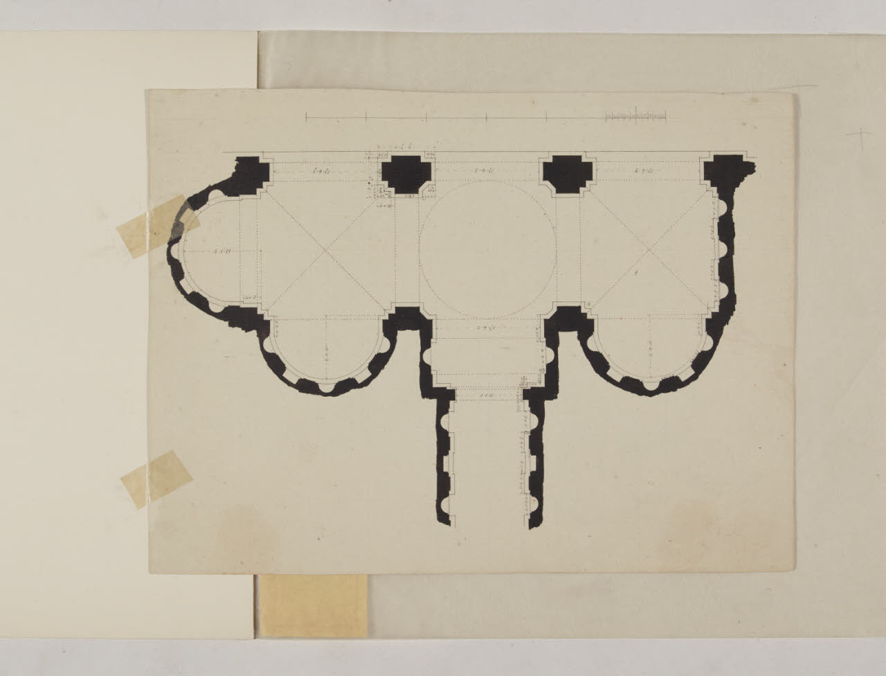 Pianta della loggia della Villa Madama (disegno) di Pollack, Leopoldo (fine sec. XVIII)