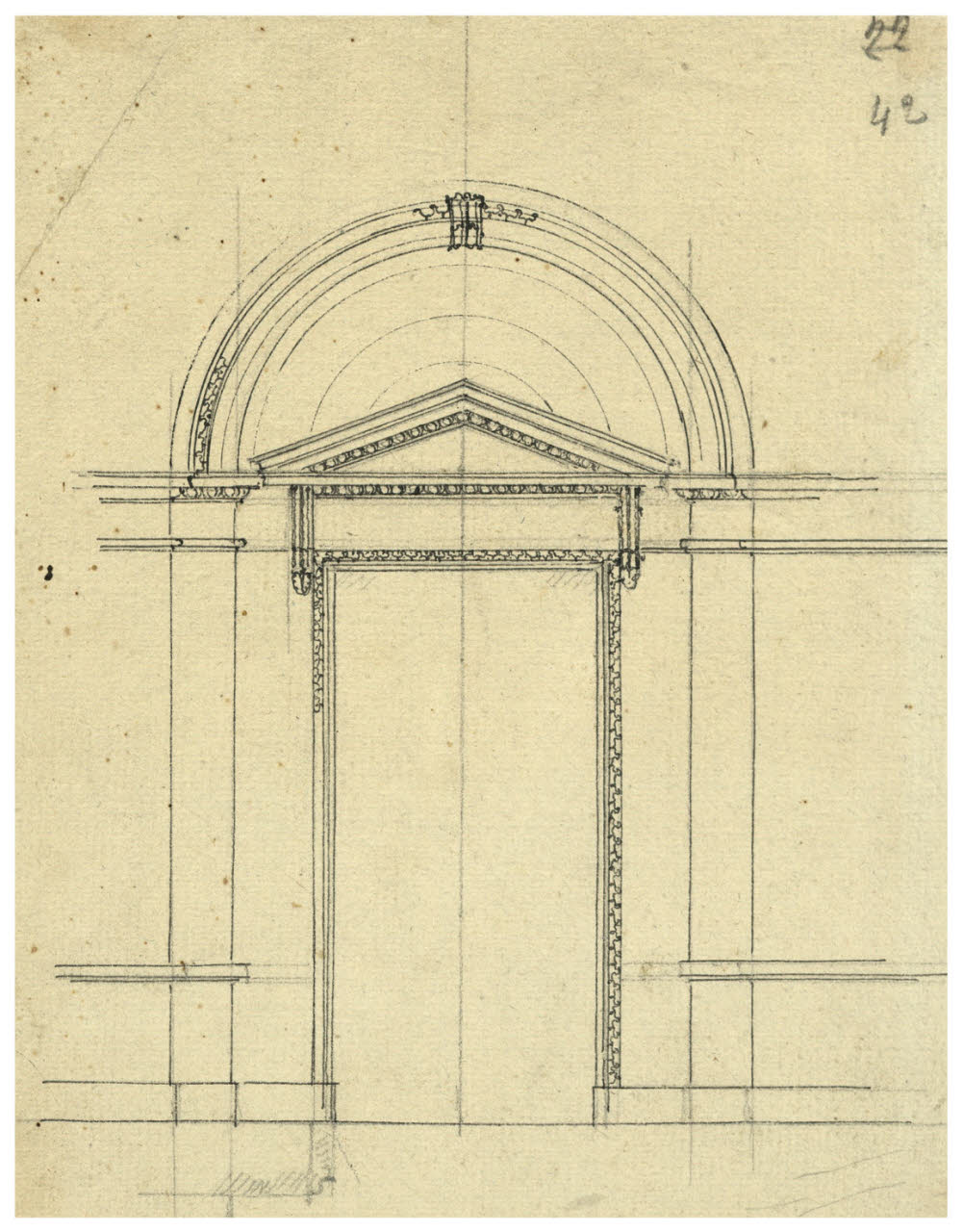 Porta di un interno. Prospetto, Porta di un interno. Prospetto (disegno) di Quarenghi, Giacomo (cerchia) (secc. XVIII/ XIX)