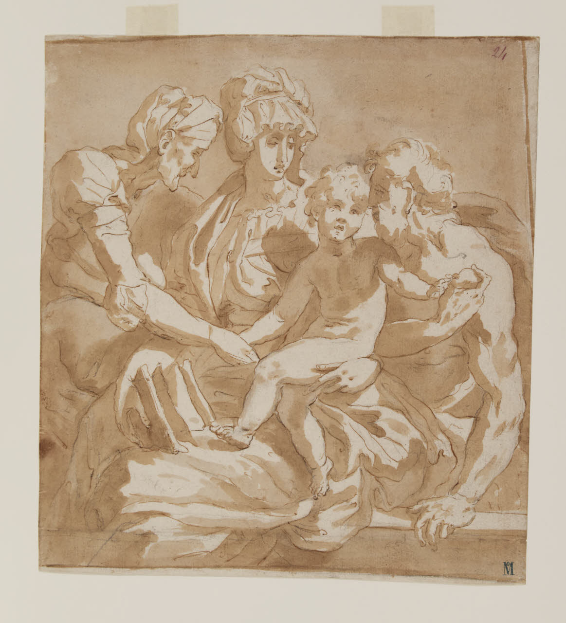 Sacra Famiglia (disegno) di Rosso Fiorentino; Rosso Fiorentino (copia; copia da) (sec. XVI)