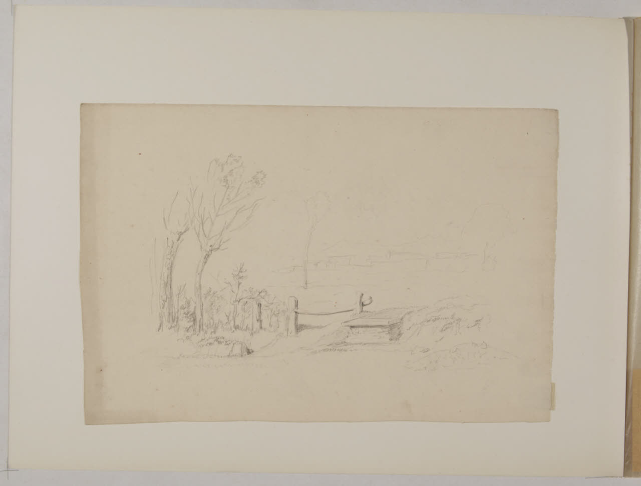 Studio di paesaggio con alberi e staccionata (disegno) di Sabatelli, Luigi il Giovane (sec. XIX)
