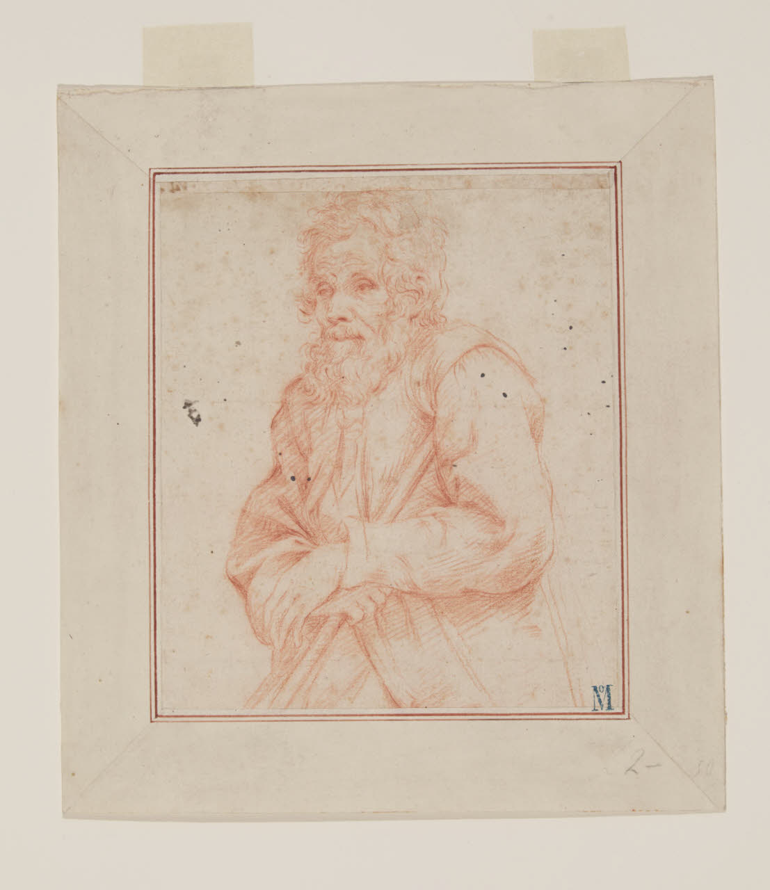Vecchio con stampelle a mezza figura (disegno) di Sole, Giovanni Gioseffo dal; Sole, Giovanni Gioseffo dal (seconda metà sec. XVII)