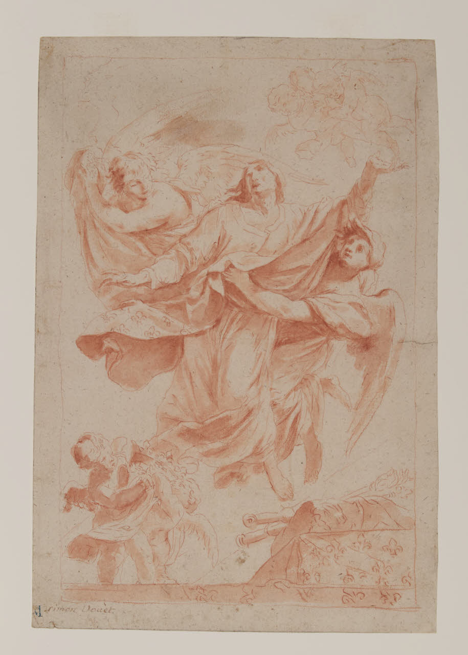 San Luigi Re assunto in cielo, San Luigi Re assunto in cielo (disegno) - Ambito lombardo (seconda metà sec. XVII)