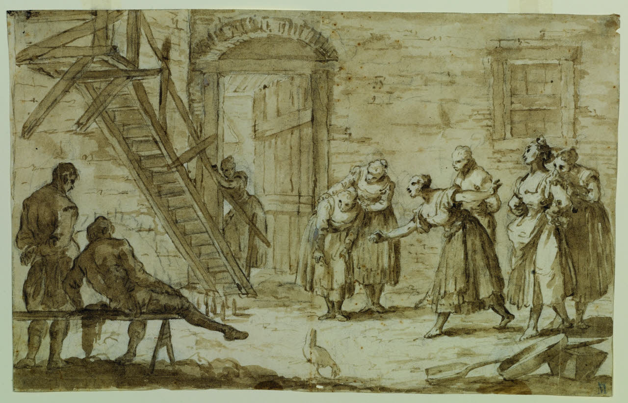 Scena rustica, Scena rustica (disegno) di Diziani, Gaspare; Diziani, Gaspare (attribuito; attribuito) (metà sec. XVIII)