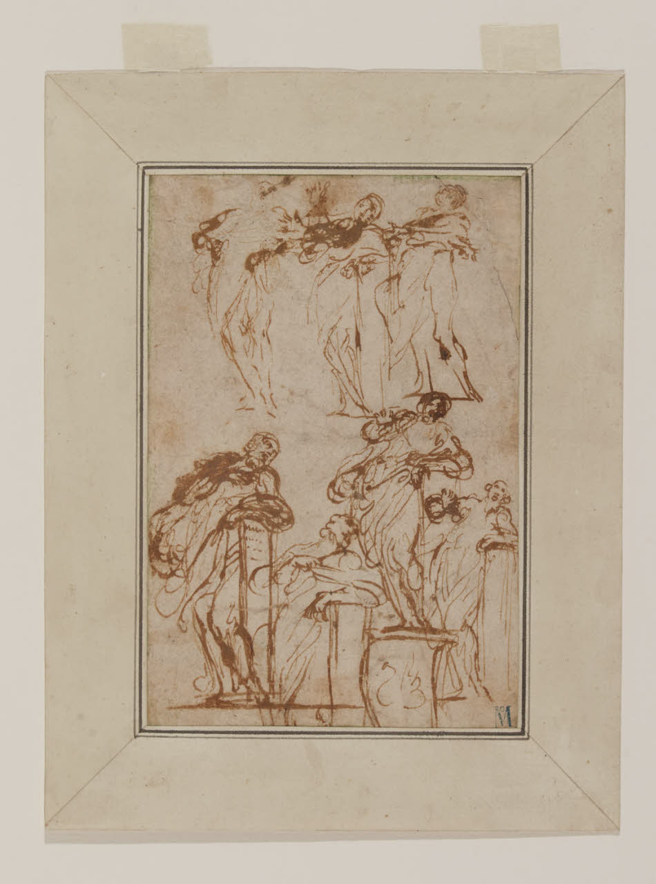 Studi per un profeta, Studi per un profeta (disegno) di Mola, Pier Francesco; Mola, Pier Francesco ((?); (?)) (prima metà sec. XVII)