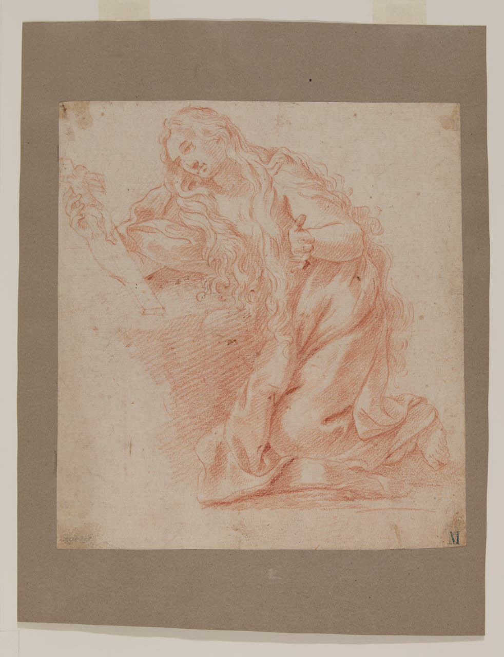 Maddalena in adorazione del crocifisso, Maddalena in adorazione del crocifisso (disegno) - ambito lombardo (seconda metà sec. XVII)