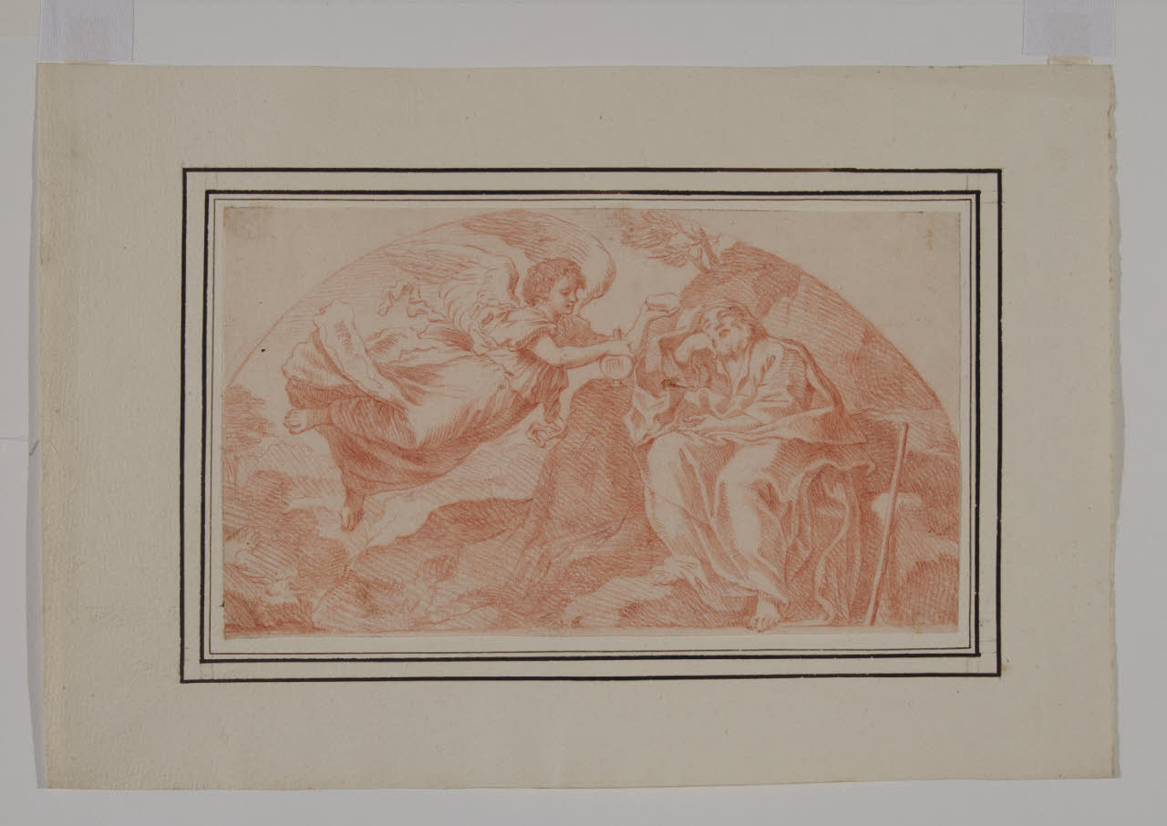Elia nel deserto nutrito dall'angelo (disegno) di Reni, Guido (copia da) (sec. XVIII)