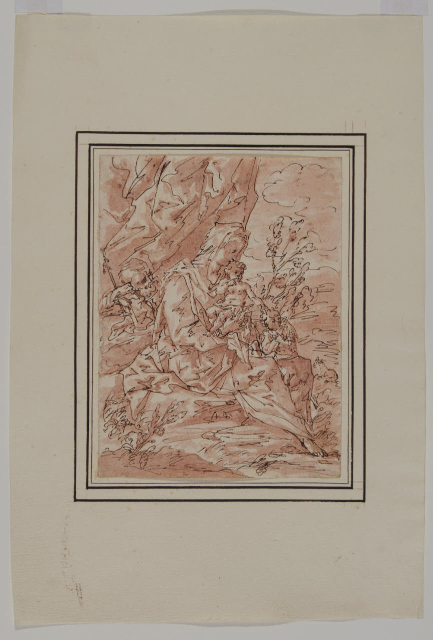 Sacra Famiglia con San Giovannino (disegno) - Anonimo (sec. XVII)