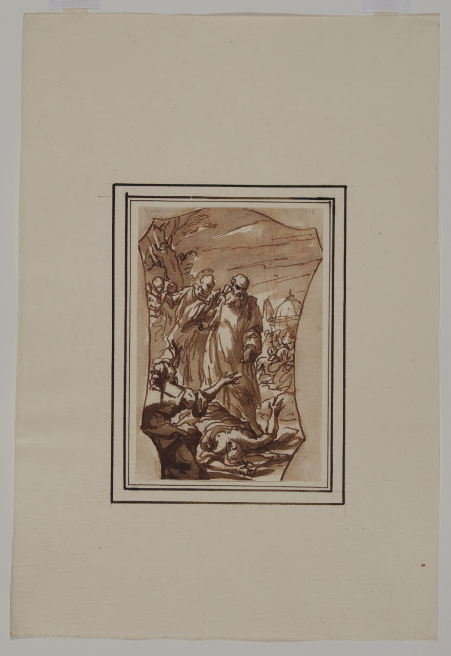 San Bernardo esorcizza un indemoniato (disegno) - Anonimo (sec. XVIII||sec. XVII)