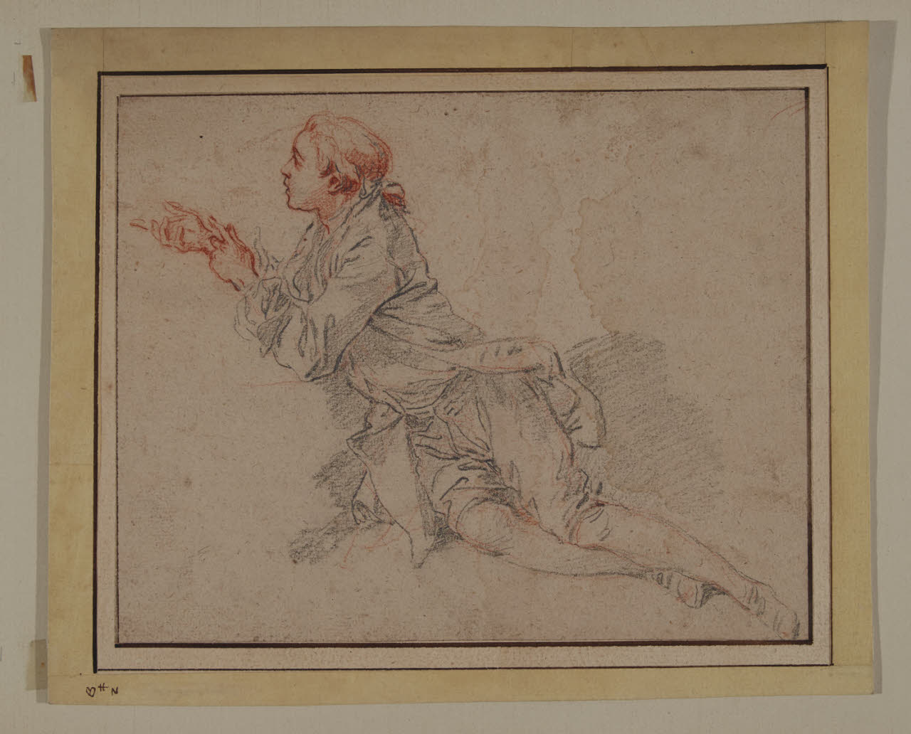 Giovane disteso a terra (disegno) di Boucher, François (copia da) (sec. XVIII)
