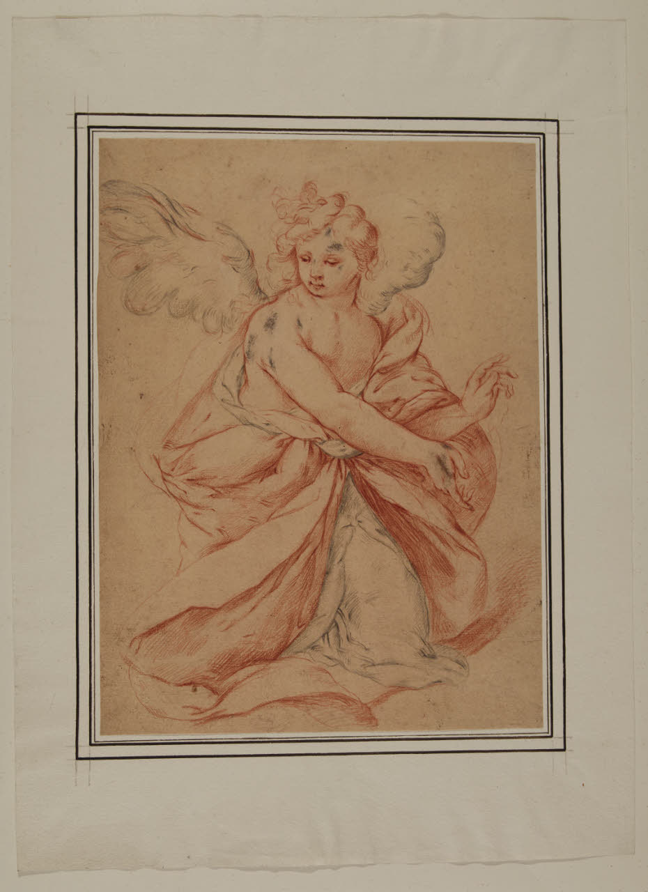 Angelo inginocchiato (disegno) di Nuvolone, Carlo Francesco (cerchia) (sec. XVII)