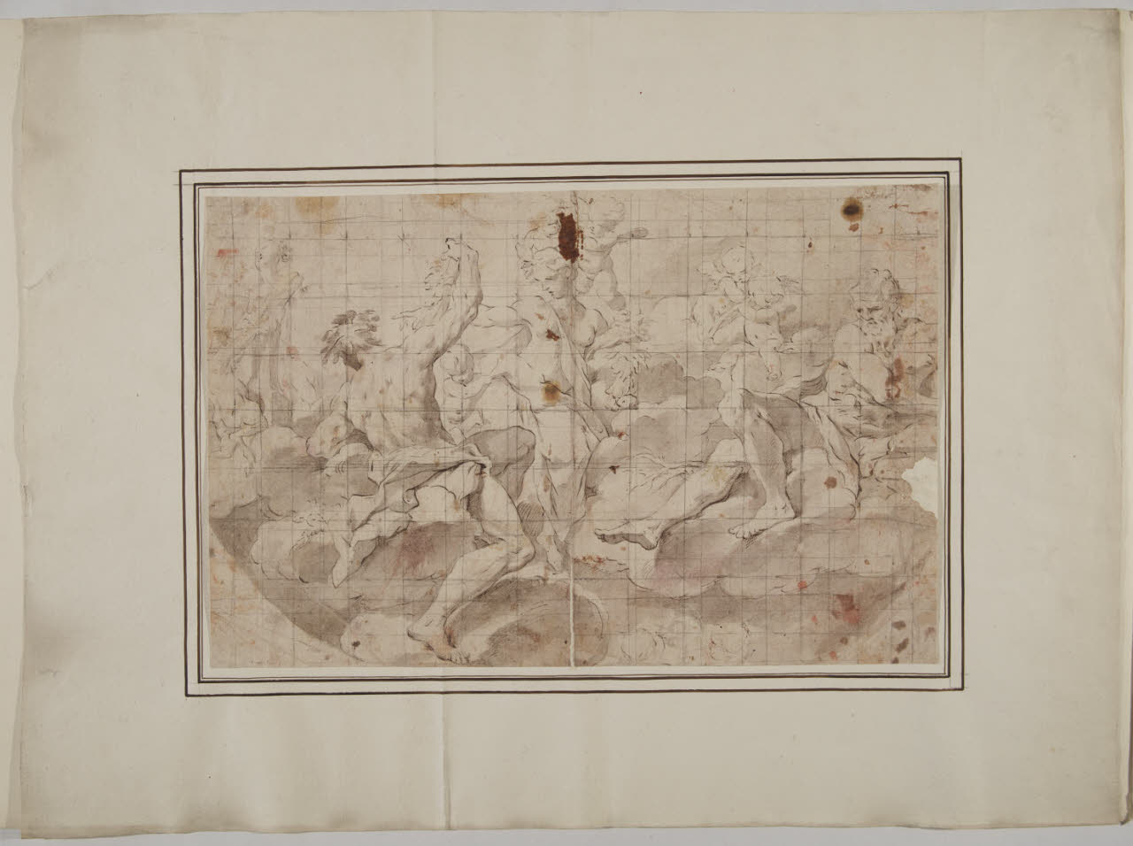 Composizione allegorica con figure e amorini sulle nubi (disegno) di Galeotti, Sebastiano (cerchia di) (sec. XVIII)