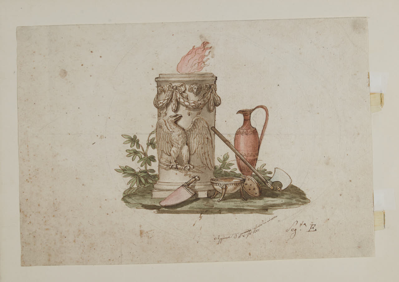 Ara e anfora (disegno) di Maggiolini (bottega) (sec. XVIII)