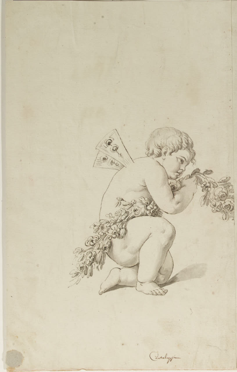 Amorino con festone (disegno) di Maggiolini (bottega) (secc. XVIII/ XIX)