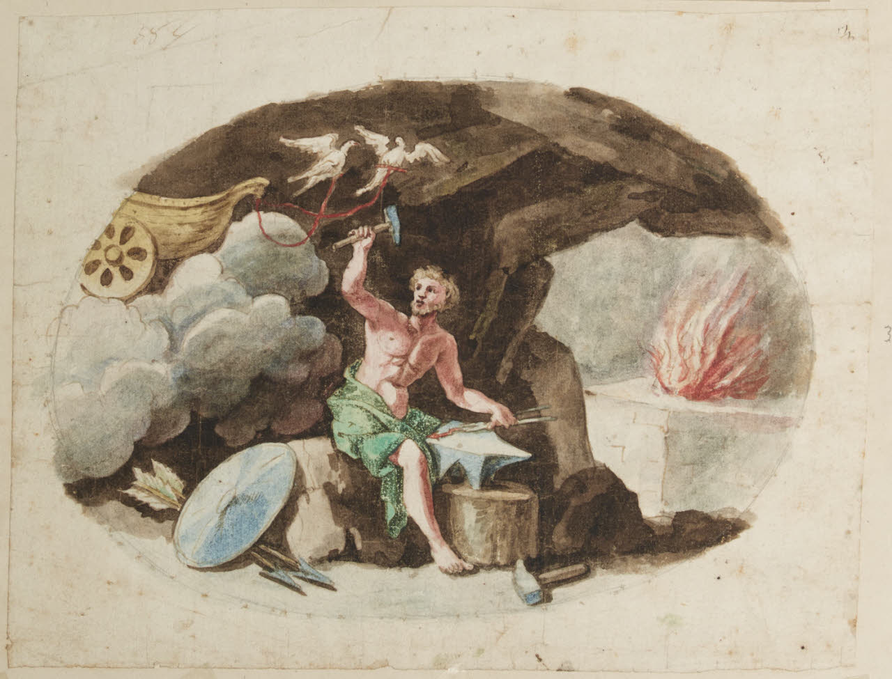 Vulcano con il carro di Venere (disegno) di Maggiolini (bottega) (secc. XVIII/ XIX)