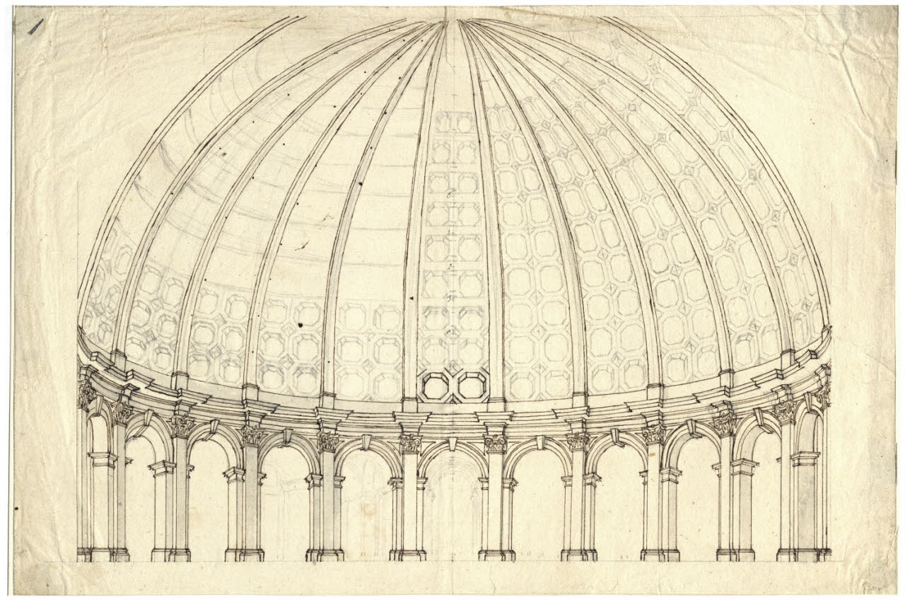 Prospettiva interna di una cupola (disegno) di Coldiroli, Antonio Maria ((?)) (sec. XVIII)
